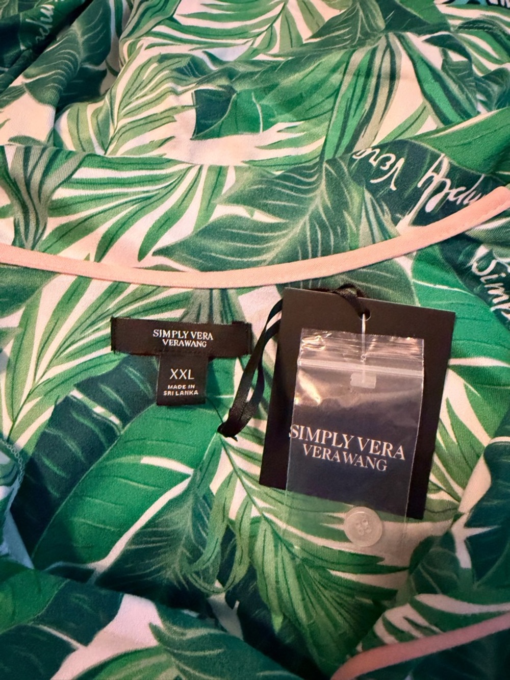 NWT Women's Simply Vera Vera Wang Tropical Theme Palm Trees Pajama Set XXL - Picture 6 of 7